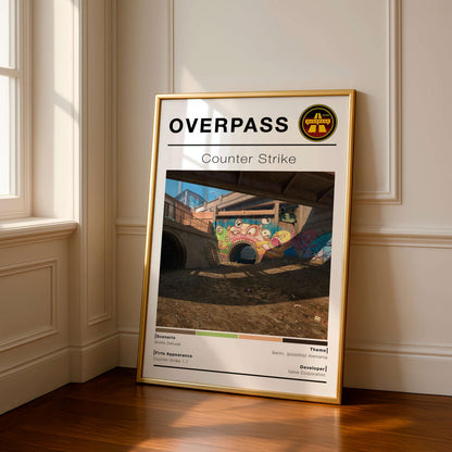 Poster Csgo Map Overpass, Minimalist Vertical, Gaming Room Decor,