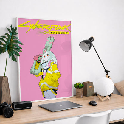 Cyberpunk Anime Girl Poster, Futuristic Neon Wall Art, Gamer Room Decor Mockups