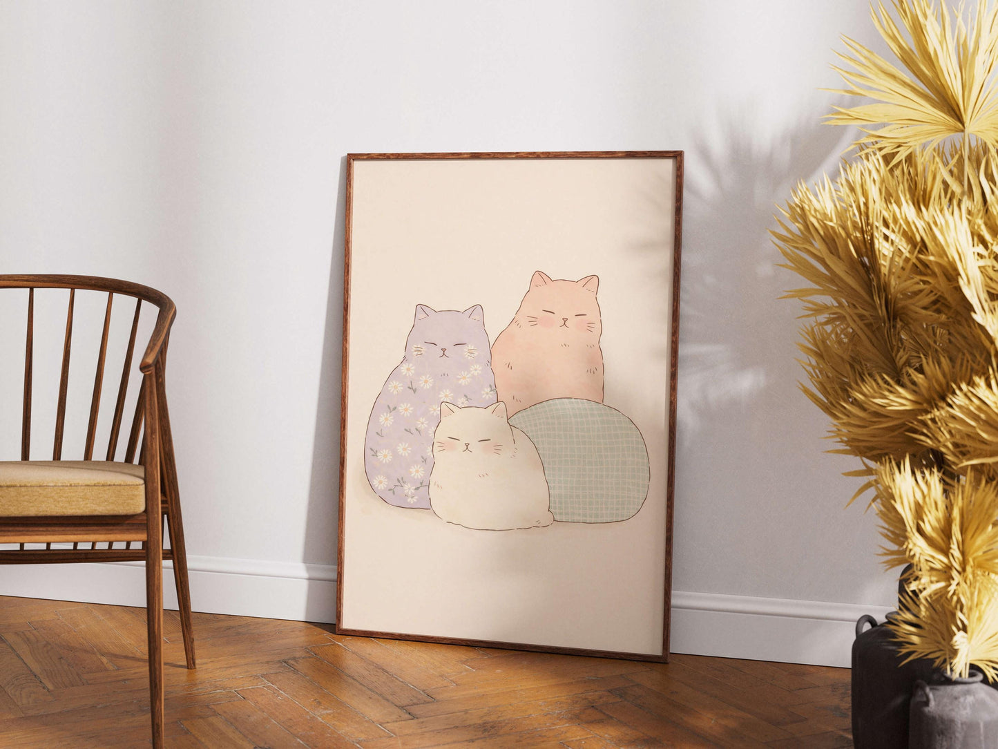 Cat Poster Cute, Minimal Animal, Modern Home Decor
