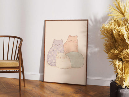 Cat Poster Cute, Minimal Animal, Modern Home Decor