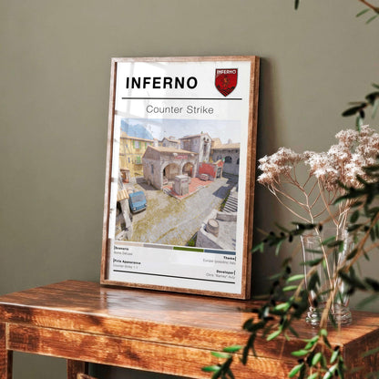 Poster Map Inferno Csgo, Gaming Room Wall Decor, Wall art Gamer