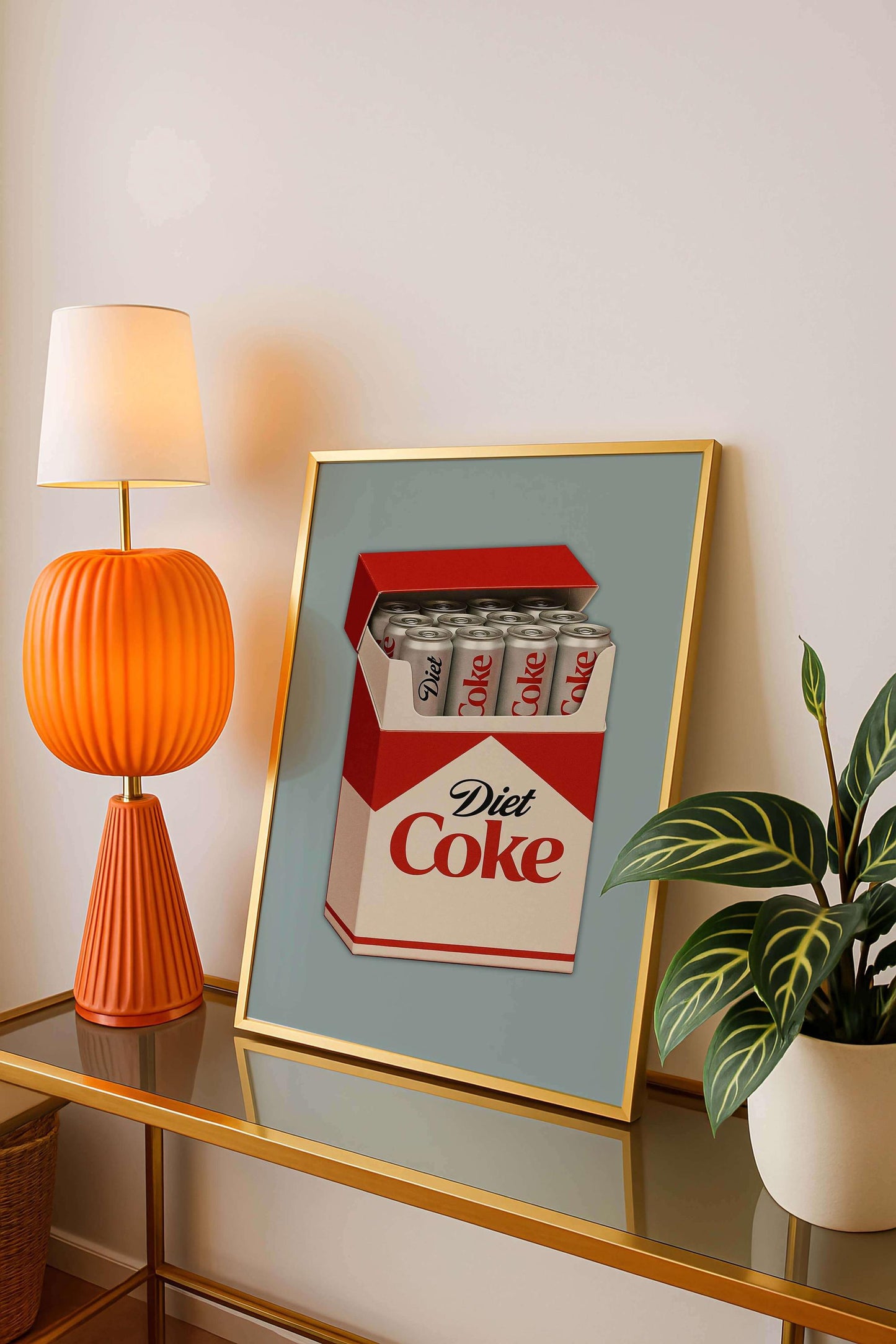 Diet Coke Poster, Retro Kitchen Wall Art, Minimalist Drink Print