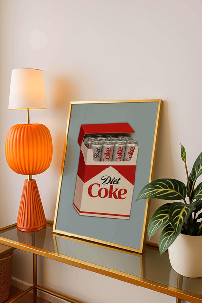 Diet Coke Poster, Retro Kitchen Wall Art, Minimalist Drink Print