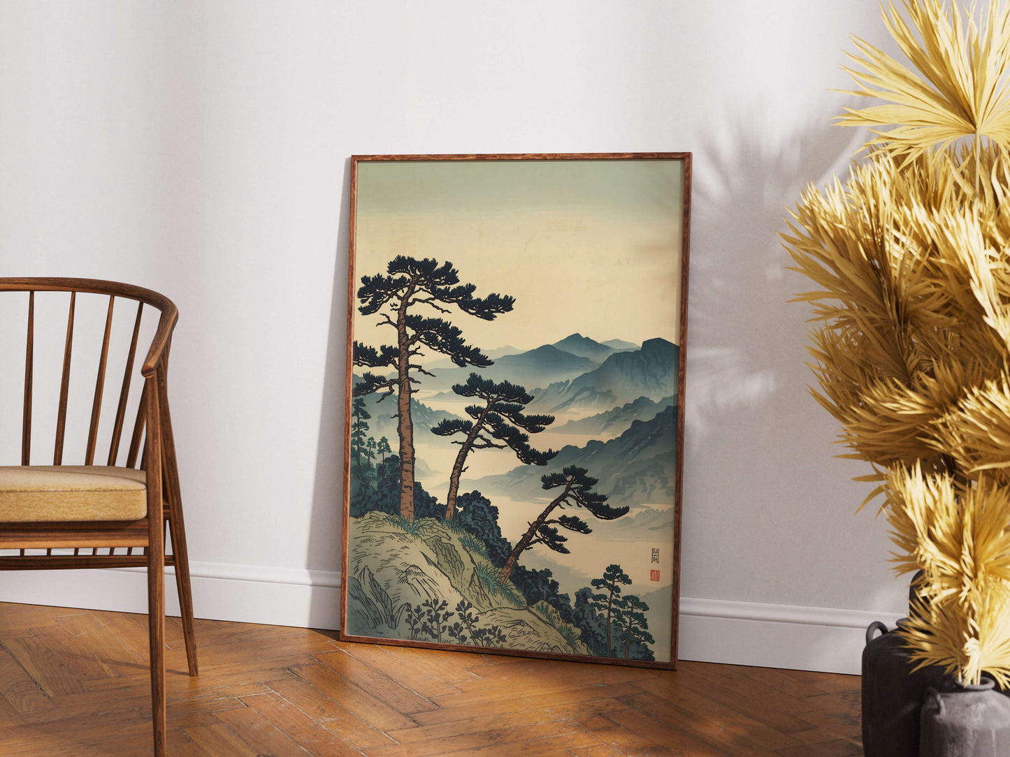 Ukiyo, E Japanese Landscape Poster, Mountain Pine Tree Art Print