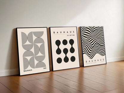 Bauhaus Wall Art Set 3 Retro Abstract Exhibition Posters