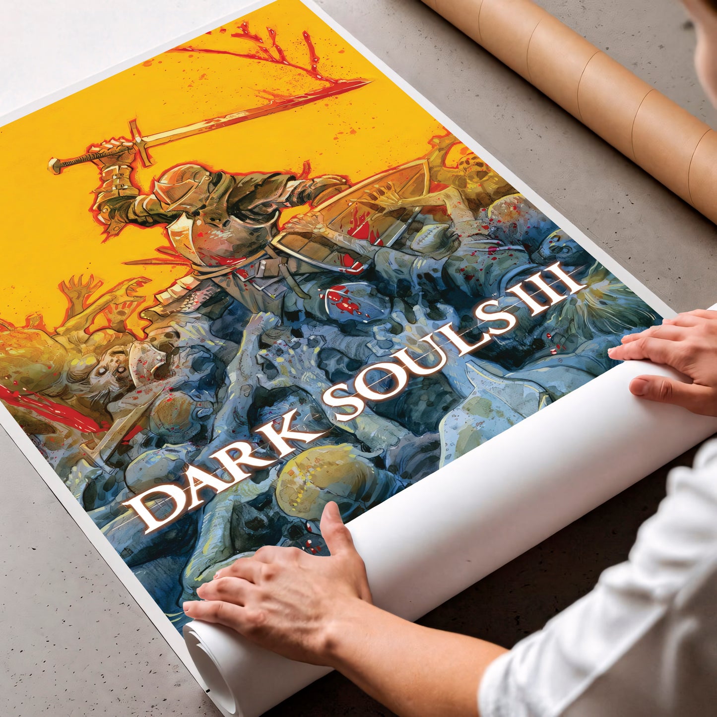 Dark Fantasy Battle Poster, Medieval Warrior Wall Art, Action Scene Print