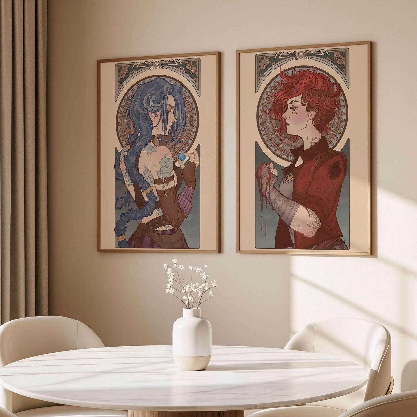 Arcane Retro Poster, Tv Serie Wall Art,  Jinx & VI Wall Decor