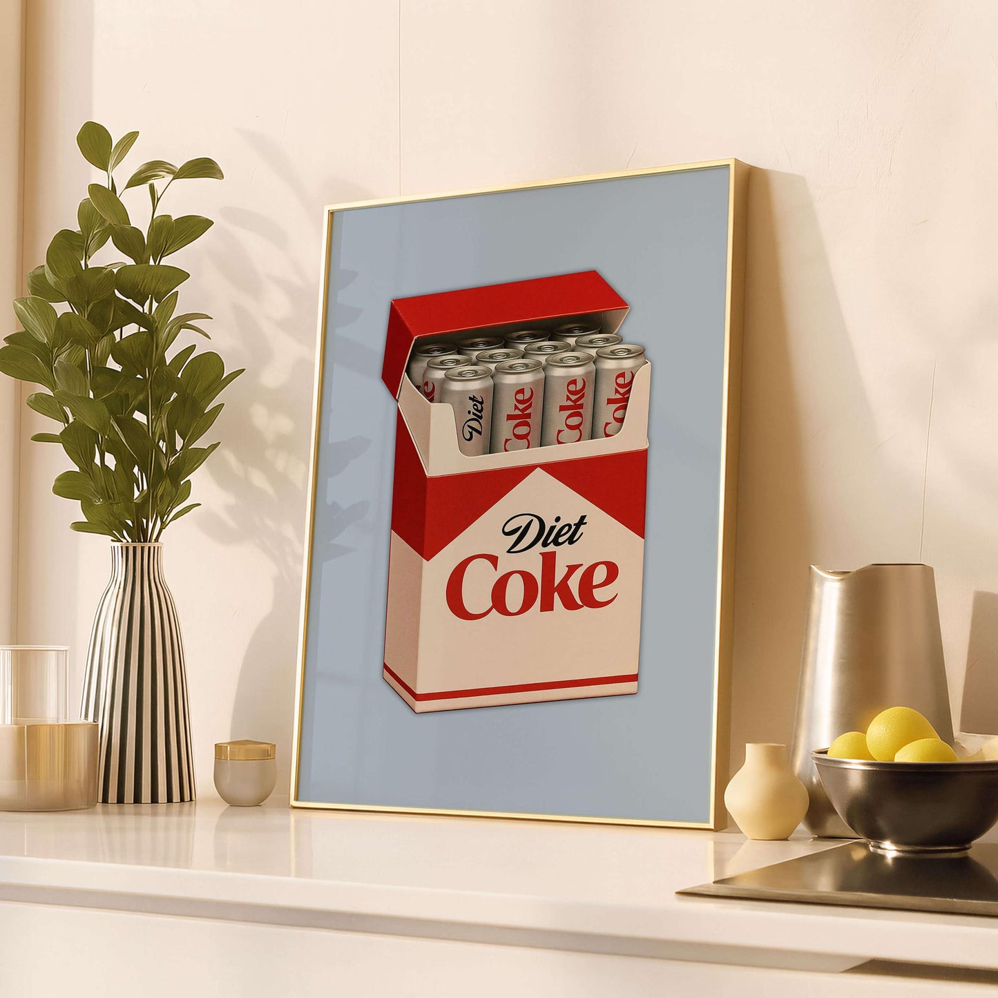 Diet Coke Poster, Retro Kitchen Wall Art, Minimalist Drink Print