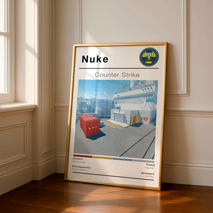 Poster Csgo Nuke Map, Minimalist Fps Game Wall Art, Gaming Room Decor