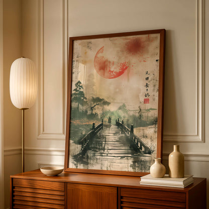 Silent Journey, Japanese Zen Wall Art, Minimalist Landscape Poster