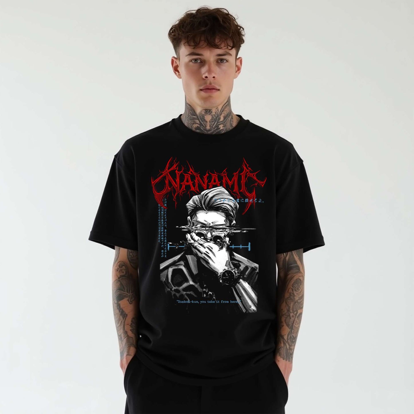 Nanami Kento Dark Streetwear Jujutsu Kaisen Jjk Metal Logo Anime Oversized Urban Anime Clothing
