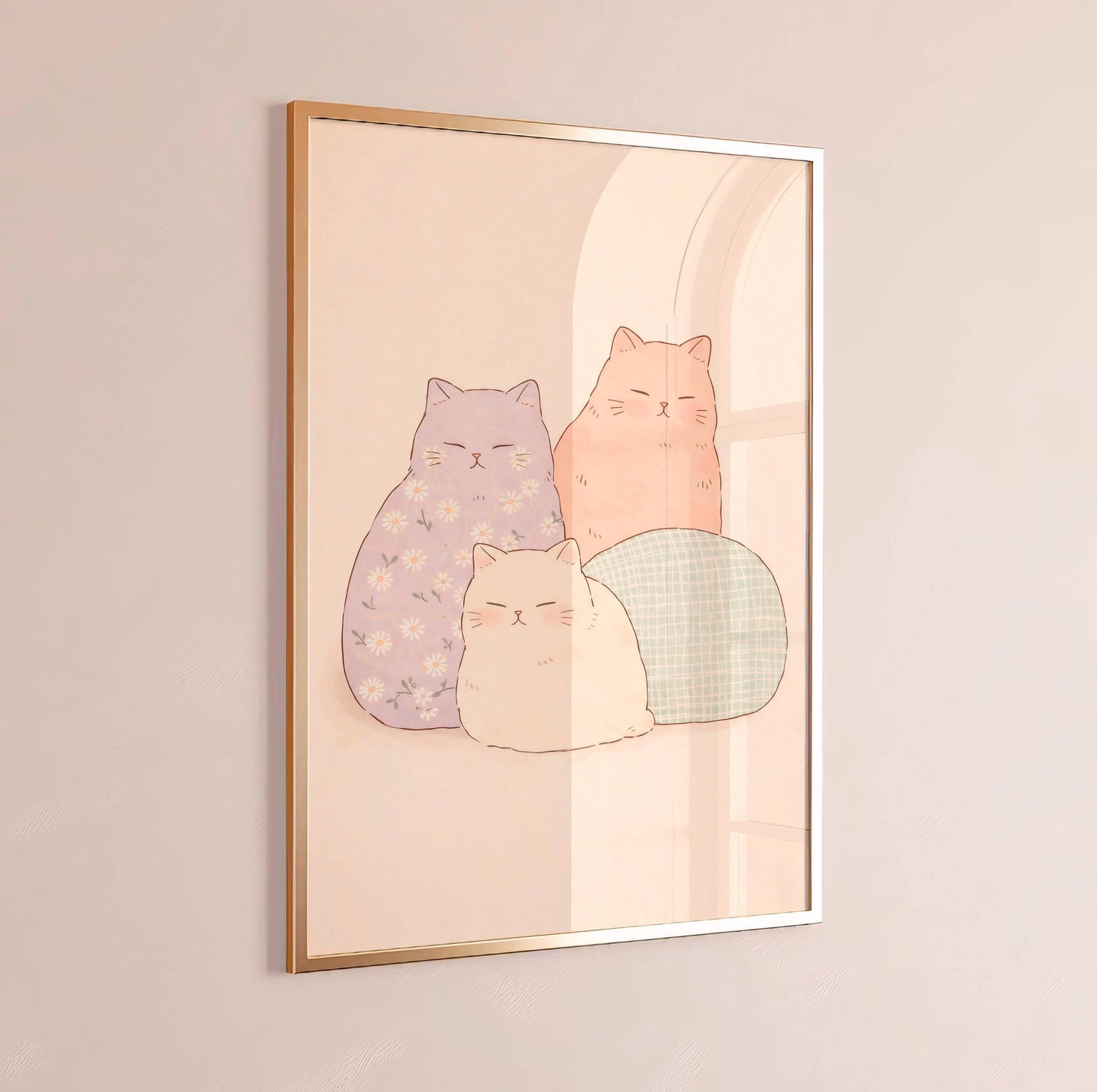 Cat Poster Cute, Minimal Animal, Modern Home Decor