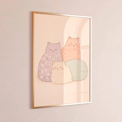 Cat Poster Cute, Minimal Animal, Modern Home Decor