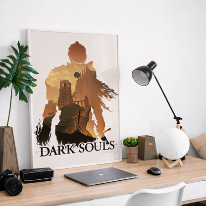 Dark Fantasy Silhouette Poster, Medieval Castle Wall Art, Minimal Aesthetic Print
