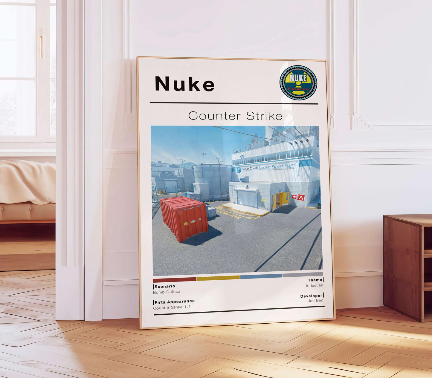 Poster Csgo Nuke Map, Minimalist Fps Game Wall Art, Gaming Room Decor