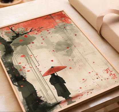 Samurai Poster, Japanese Warrior Wall Art, Modern Asian Decor