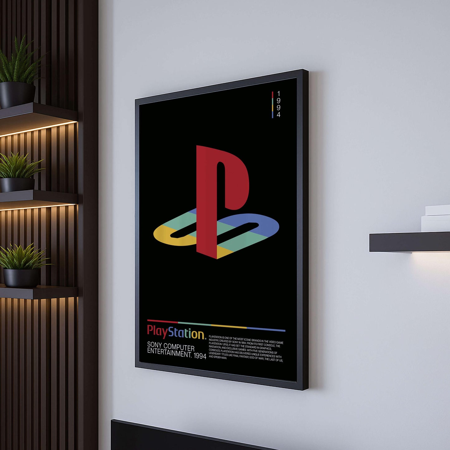 Playstation Logo Art Print Black, Modern Digital Poster For Gamers, Printable Ps Logo Wall Art