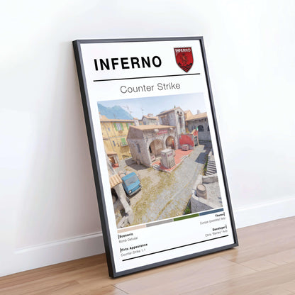 Poster Map Inferno Csgo, Gaming Room Wall Decor, Wall art Gamer