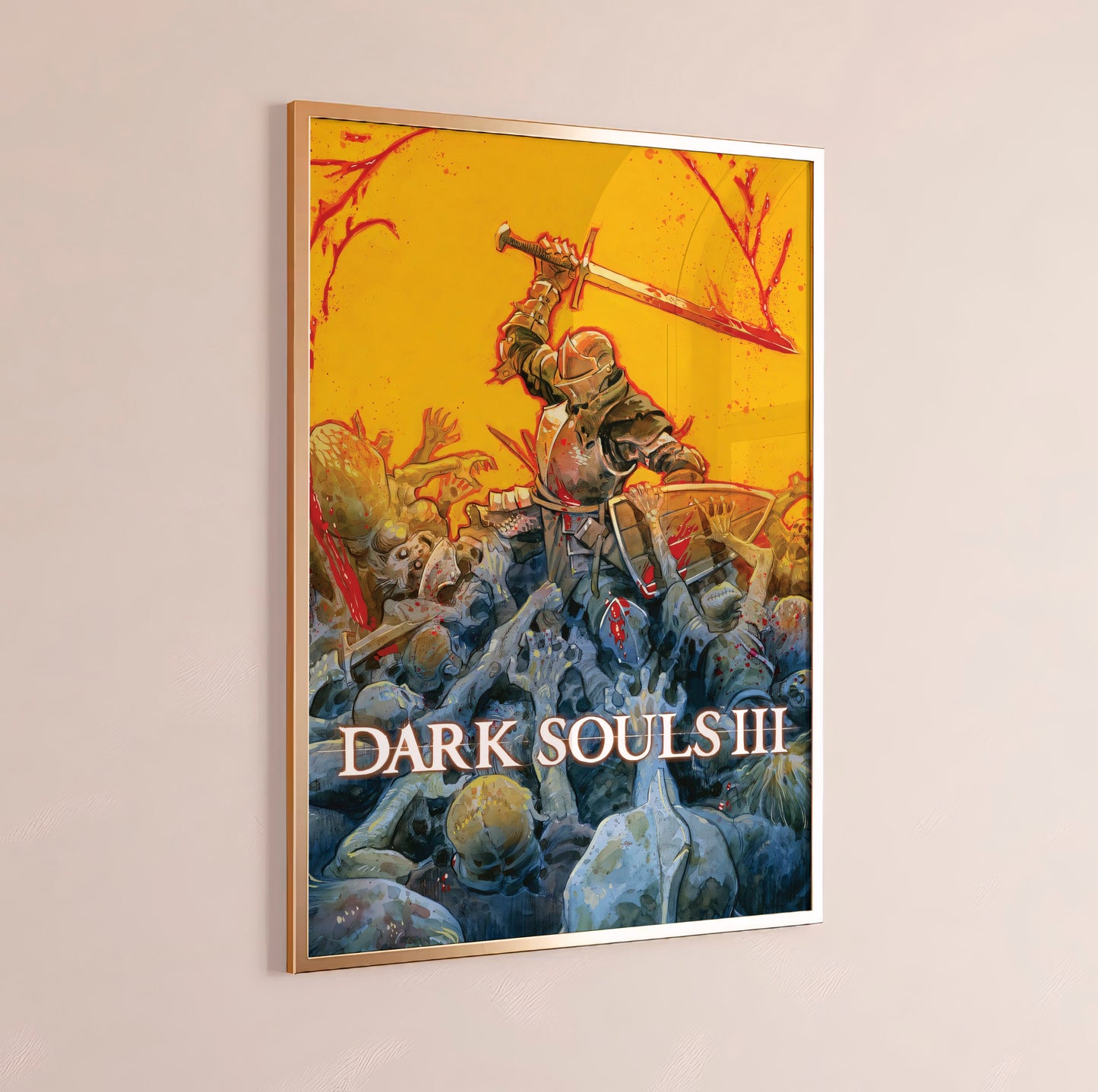 Dark Fantasy Battle Poster, Medieval Warrior Wall Art, Action Scene Print
