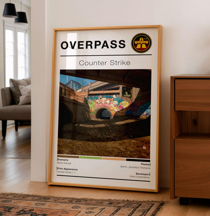 Poster Csgo Map Overpass, Minimalist Vertical, Gaming Room Decor,