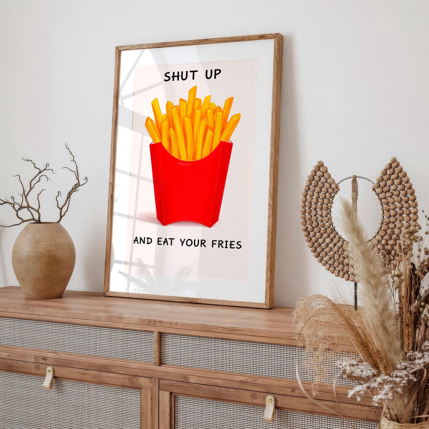 Funny Fries Poster, Kitchen Humor Art Print, Wall Art Prints