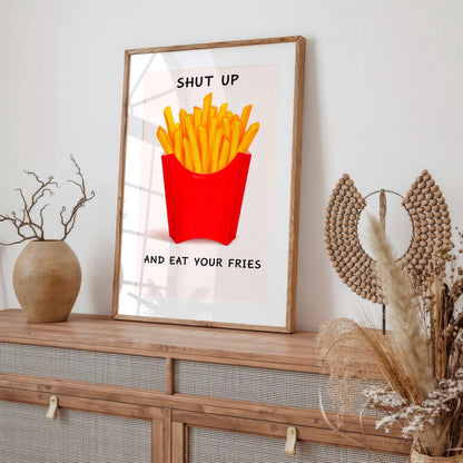 Funny Fries Poster, Kitchen Humor Art Print, Wall Art Prints