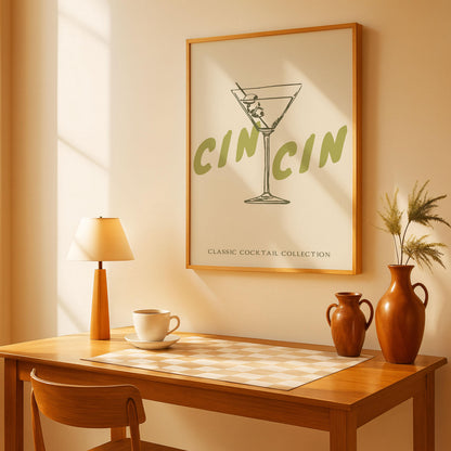 Cin Cin Martini, Elegant Kitchen Art, Decoration Wall