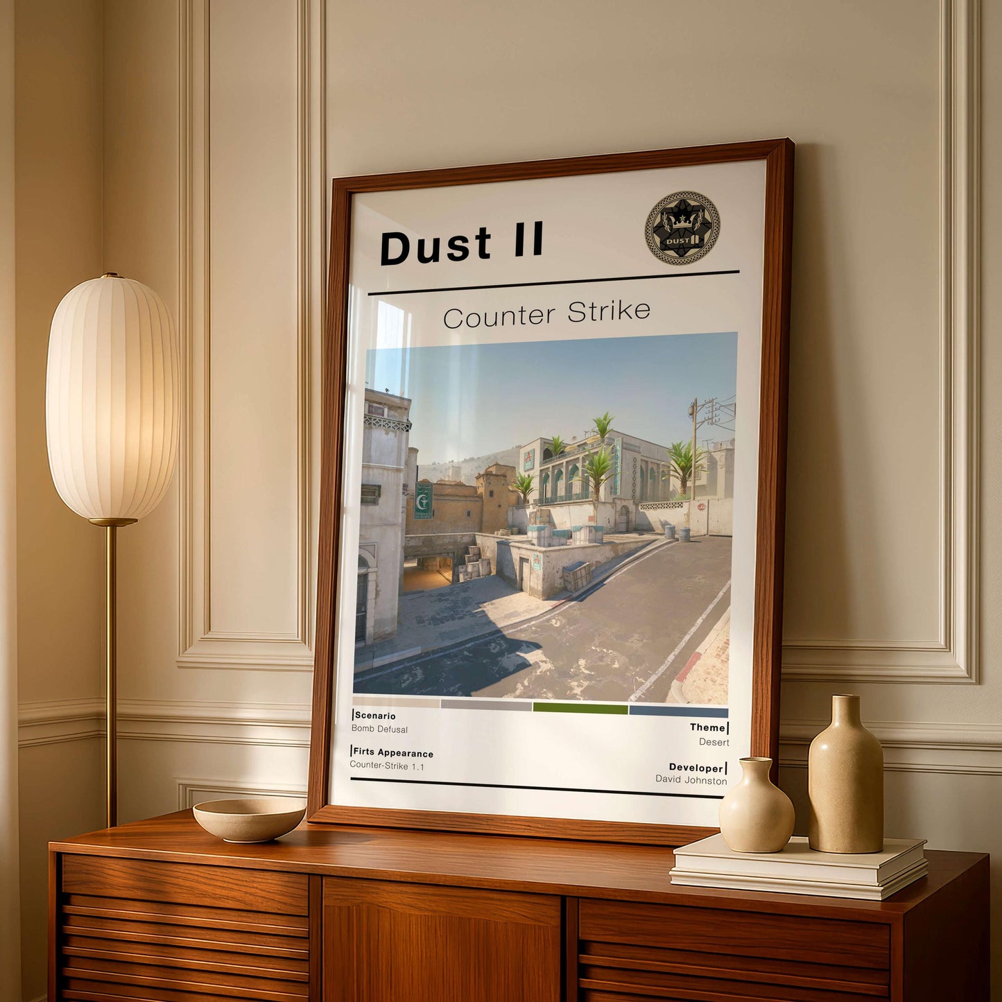 Csgo Tactical Desert Map Poster, Minimalist Fps Game Wall Art, Gaming Room Decor