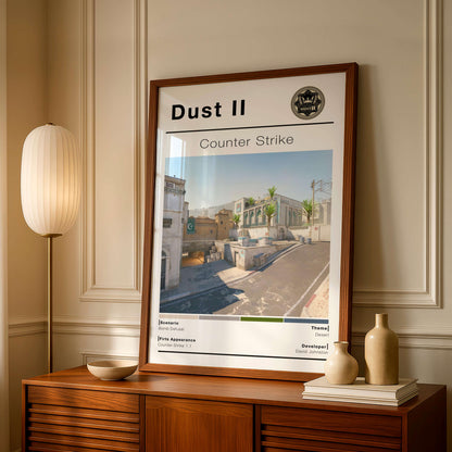 Csgo Tactical Desert Map Poster, Minimalist Fps Game Wall Art, Gaming Room Decor
