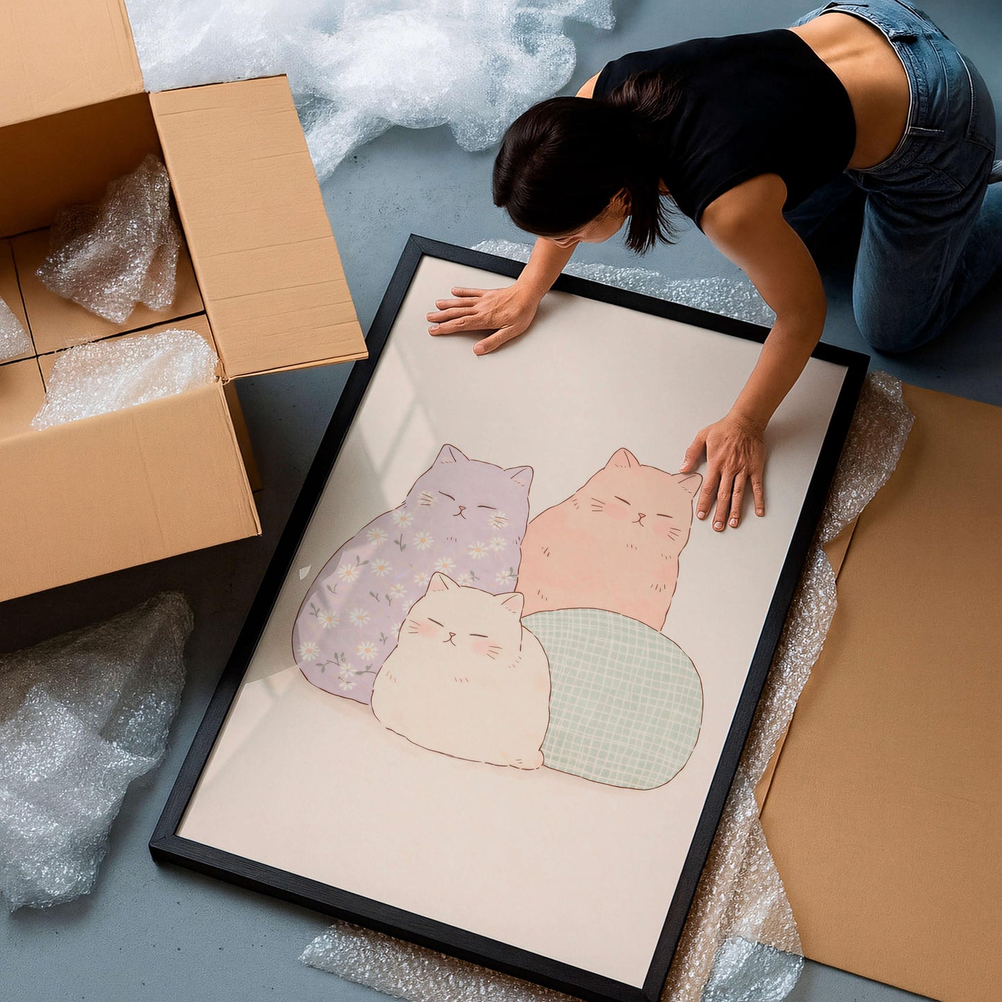 Cat Poster Cute, Minimal Animal, Modern Home Decor