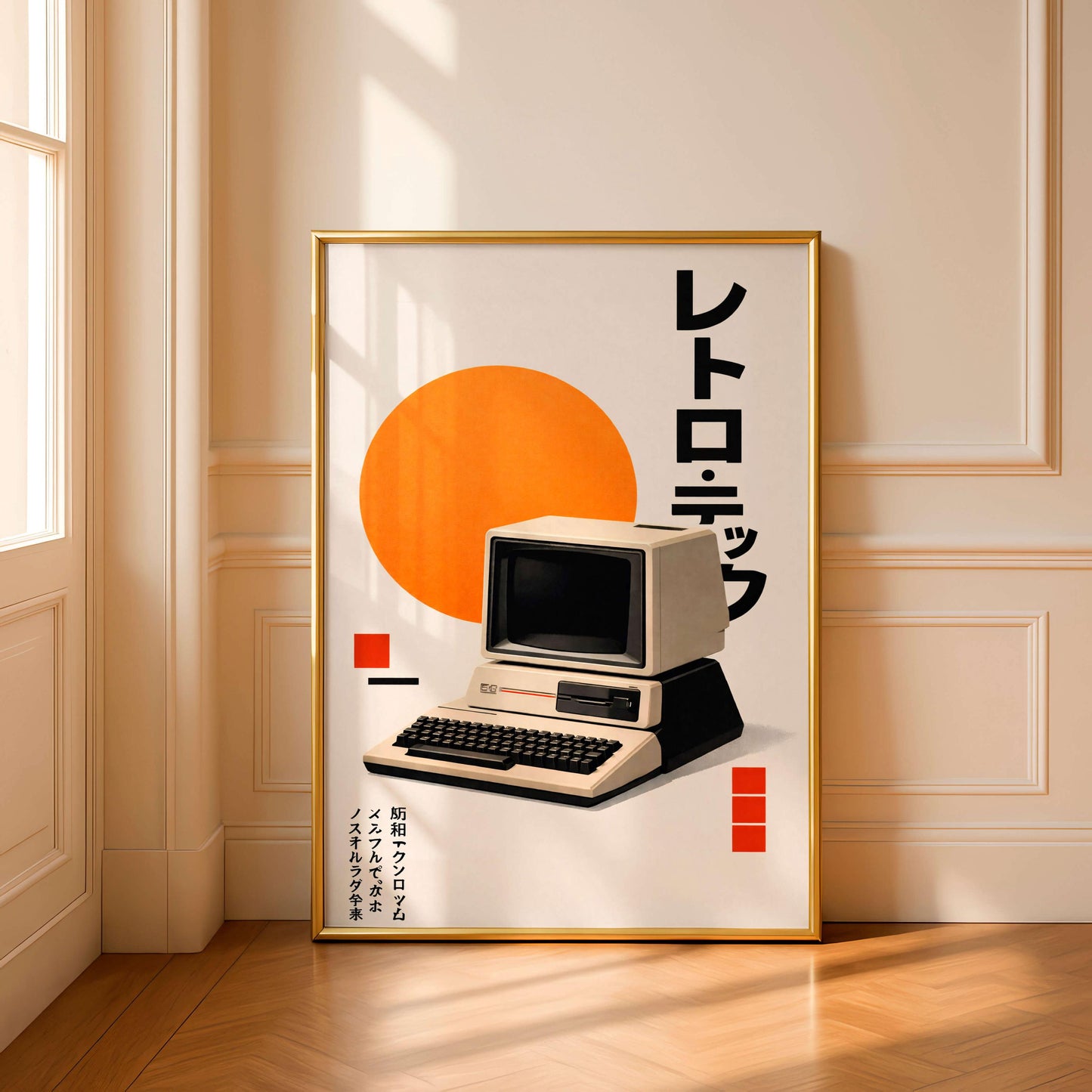 Retro Computer Wall Art, Vintage Technology Poster Print, Japanese Minimalist