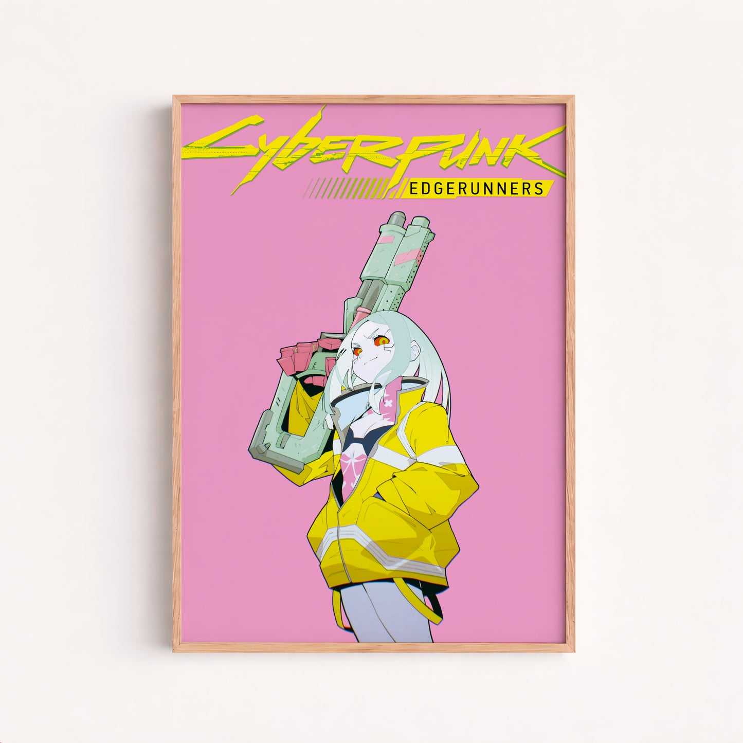 Cyberpunk Anime Girl Poster, Futuristic Neon Wall Art, Gamer Room Decor Mockups