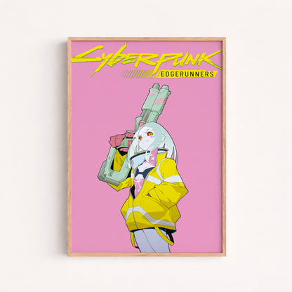 Cyberpunk Anime Girl Poster, Futuristic Neon Wall Art, Gamer Room Decor Mockups