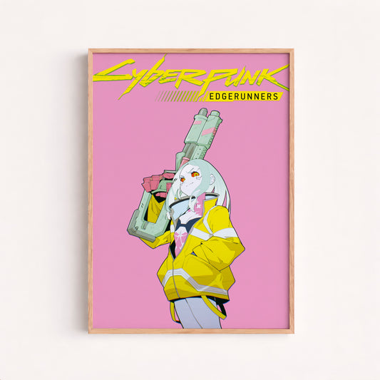 Cyberpunk Anime Girl Poster, Futuristic Neon Wall Art, Gamer Room Decor Mockups