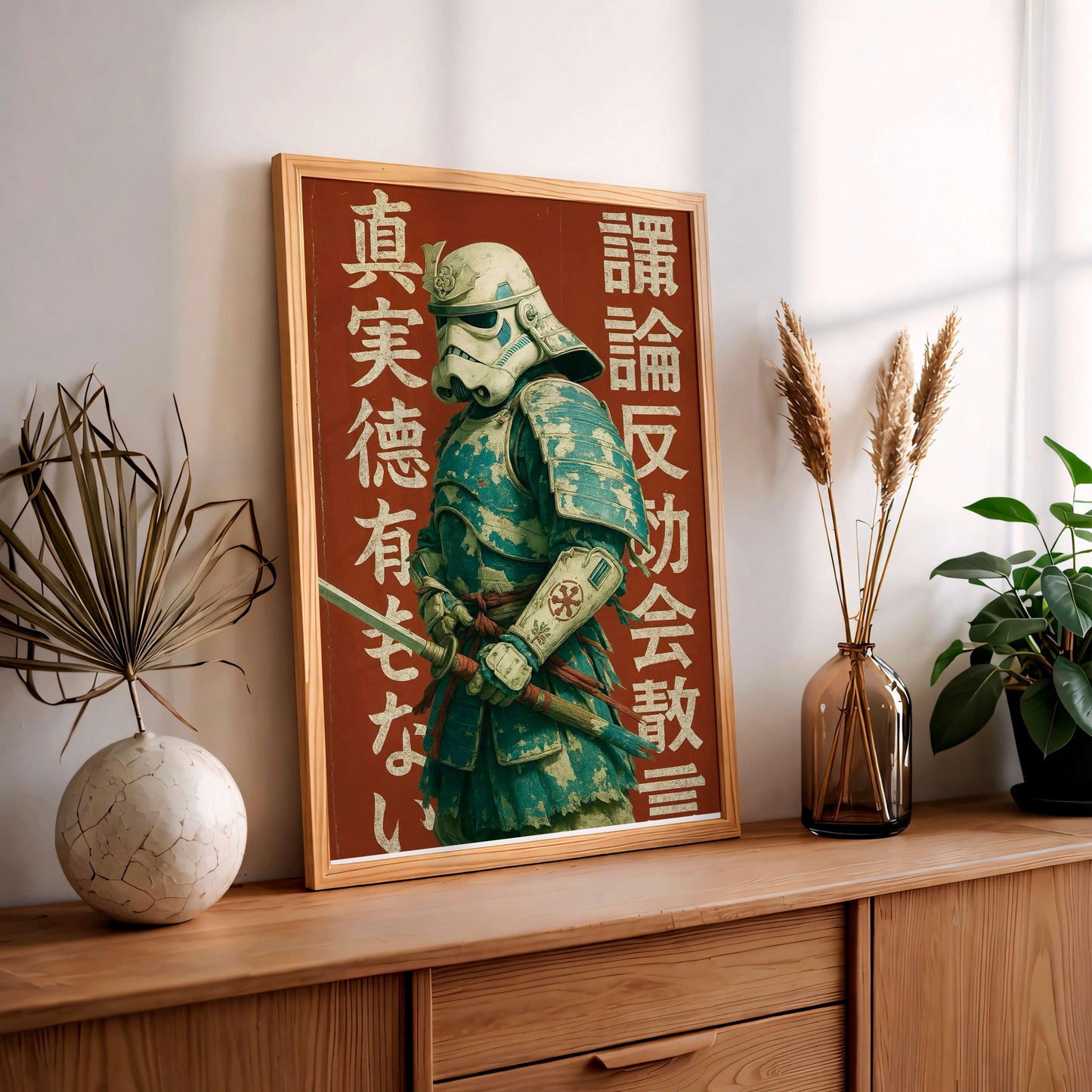 Samurai Poster, Japanese Warrior Wall Art, Modern Asian Decor