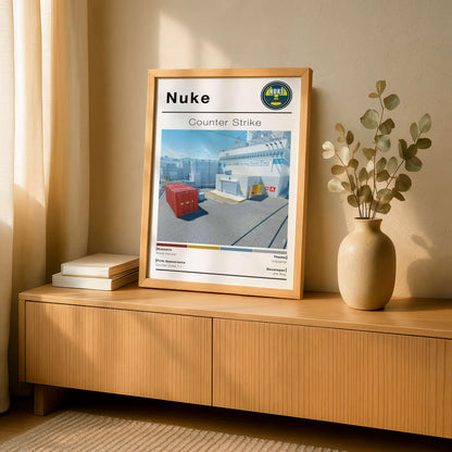 Poster Csgo Nuke Map, Minimalist Fps Game Wall Art, Gaming Room Decor