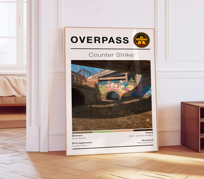 Poster Csgo Map Overpass, Minimalist Vertical, Gaming Room Decor,
