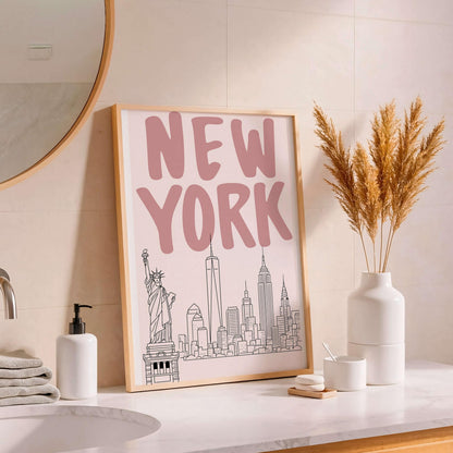 New York City Skyline Art Print, Minimal Nyc Wall Art Poster