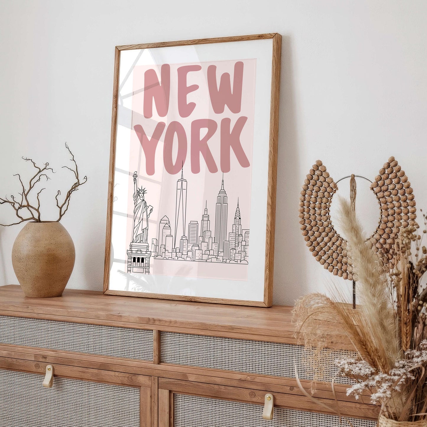 New York City Skyline Art Print, Minimal Nyc Wall Art Poster