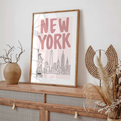 New York City Skyline Art Print, Minimal Nyc Wall Art Poster