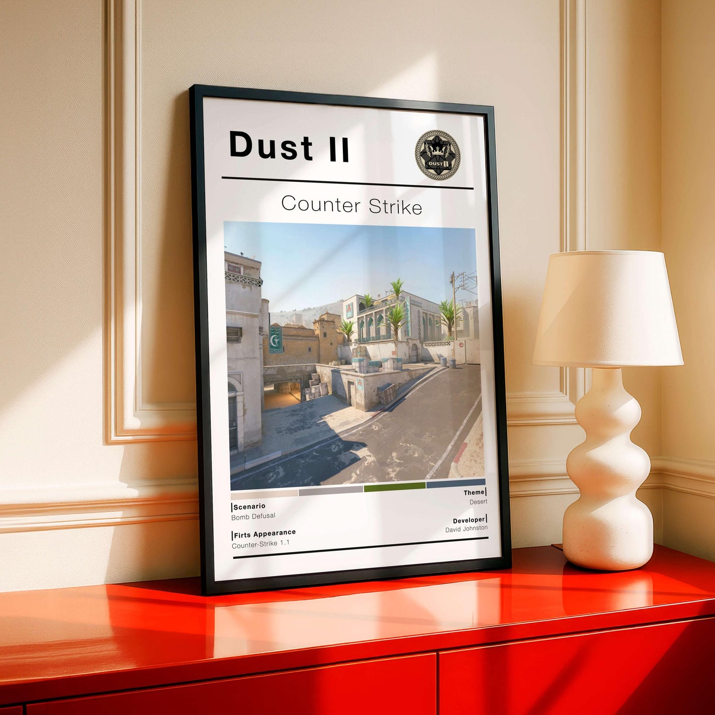 Csgo Tactical Desert Map Poster, Minimalist Fps Game Wall Art, Gaming Room Decor