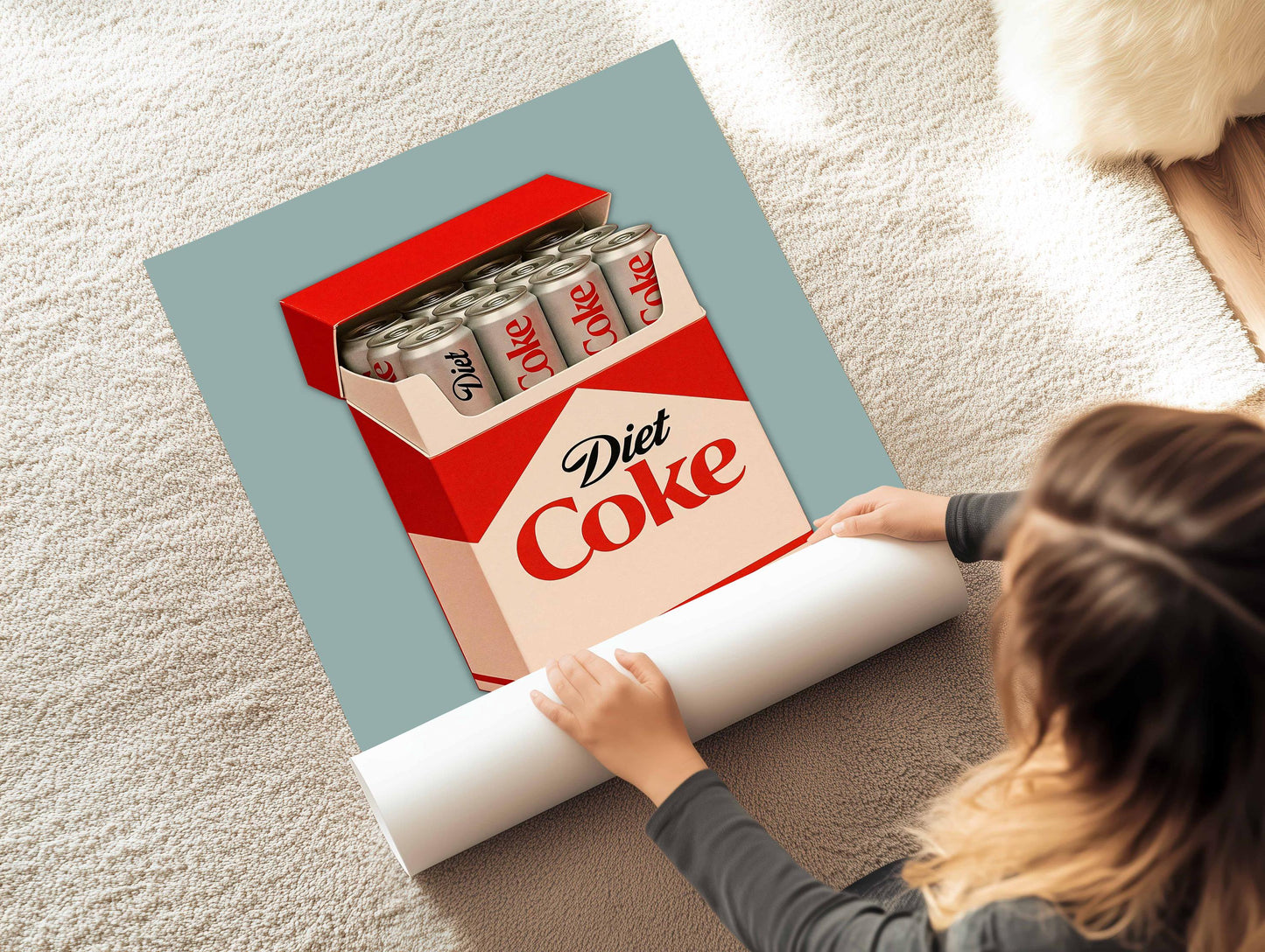 Diet Coke Poster, Retro Kitchen Wall Art, Minimalist Drink Print