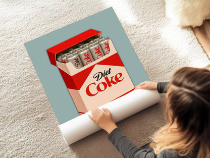 Diet Coke Poster, Retro Kitchen Wall Art, Minimalist Drink Print