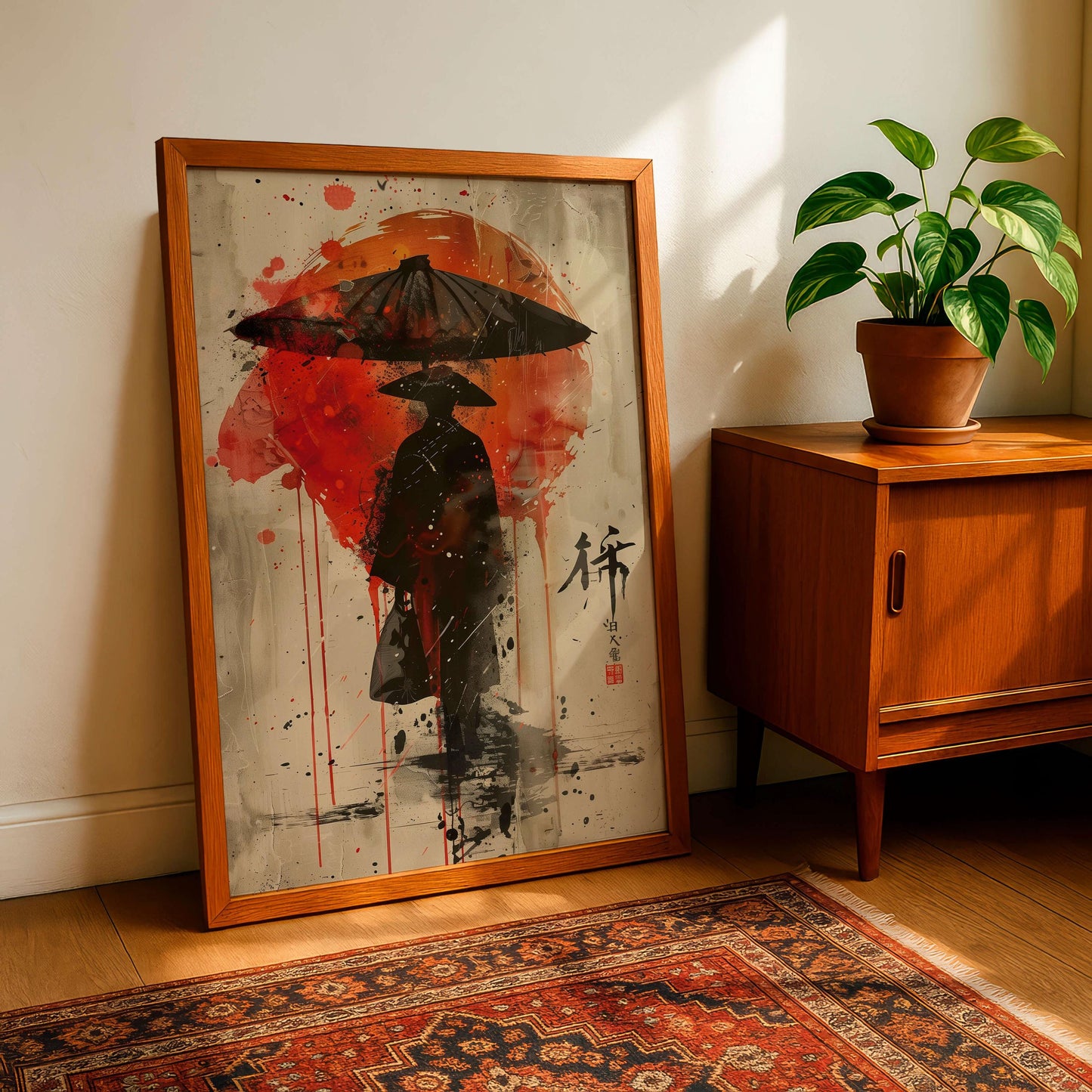 Samurai Poster, Japanese Warrior Wall Art, Modern Asian Decor