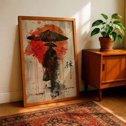 Samurai Poster, Japanese Warrior Wall Art, Modern Asian Decor