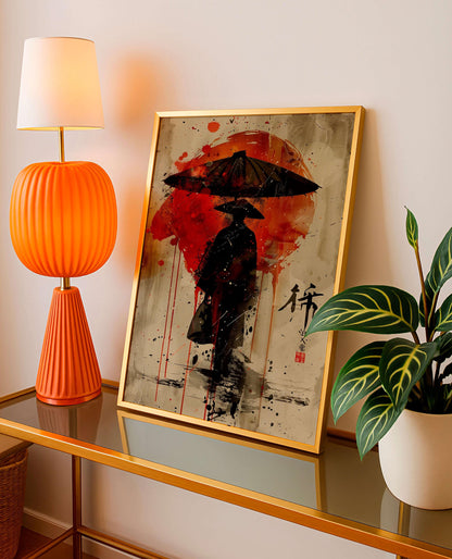 Samurai Poster, Japanese Warrior Wall Art, Modern Asian Decor