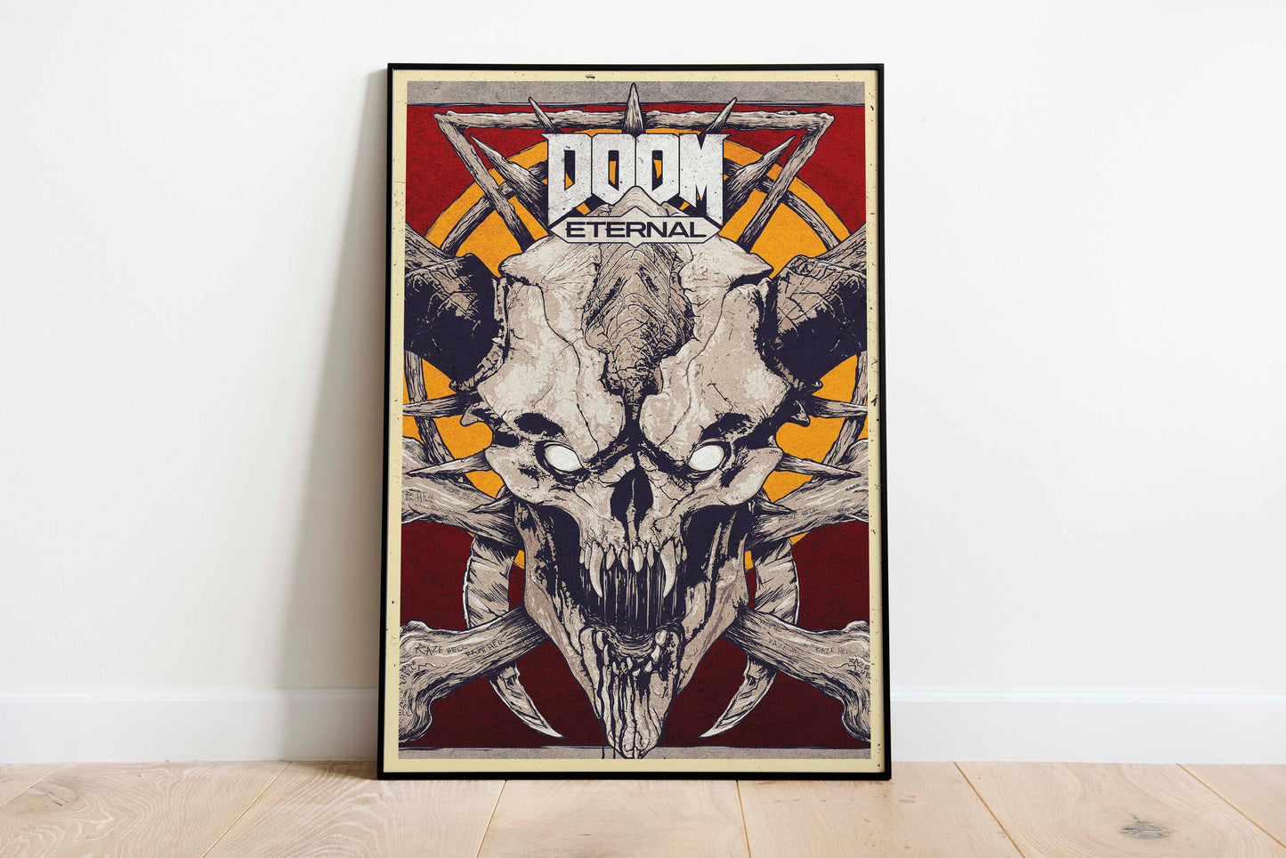 Doom Eternal Slayer Poster Retro Sci Fi Wall Art Futuristic Gamer Room Decor Demon Action Print