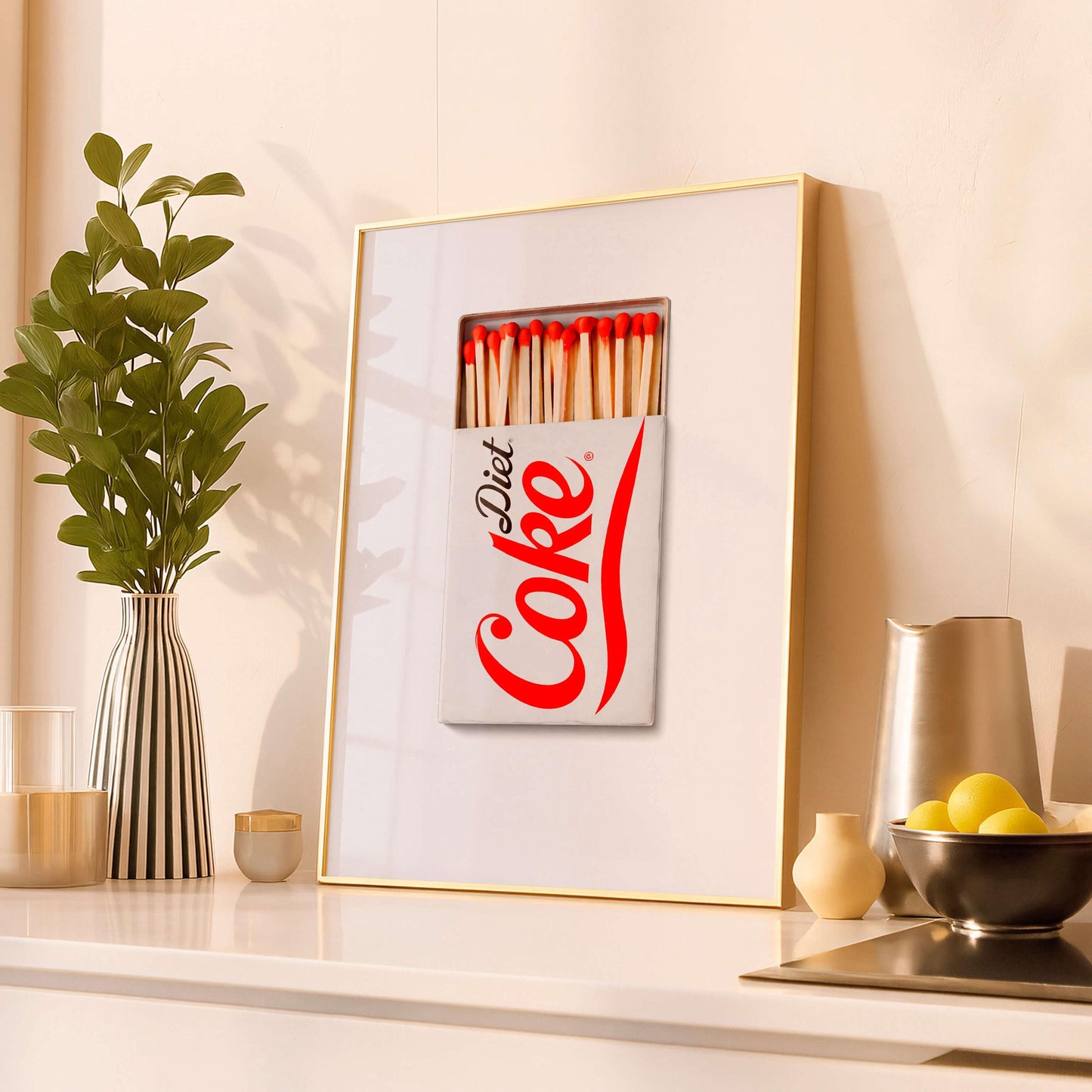 Diet Coke Poster, Retro Kitchen Wall Art, Minimalist Drink Print
