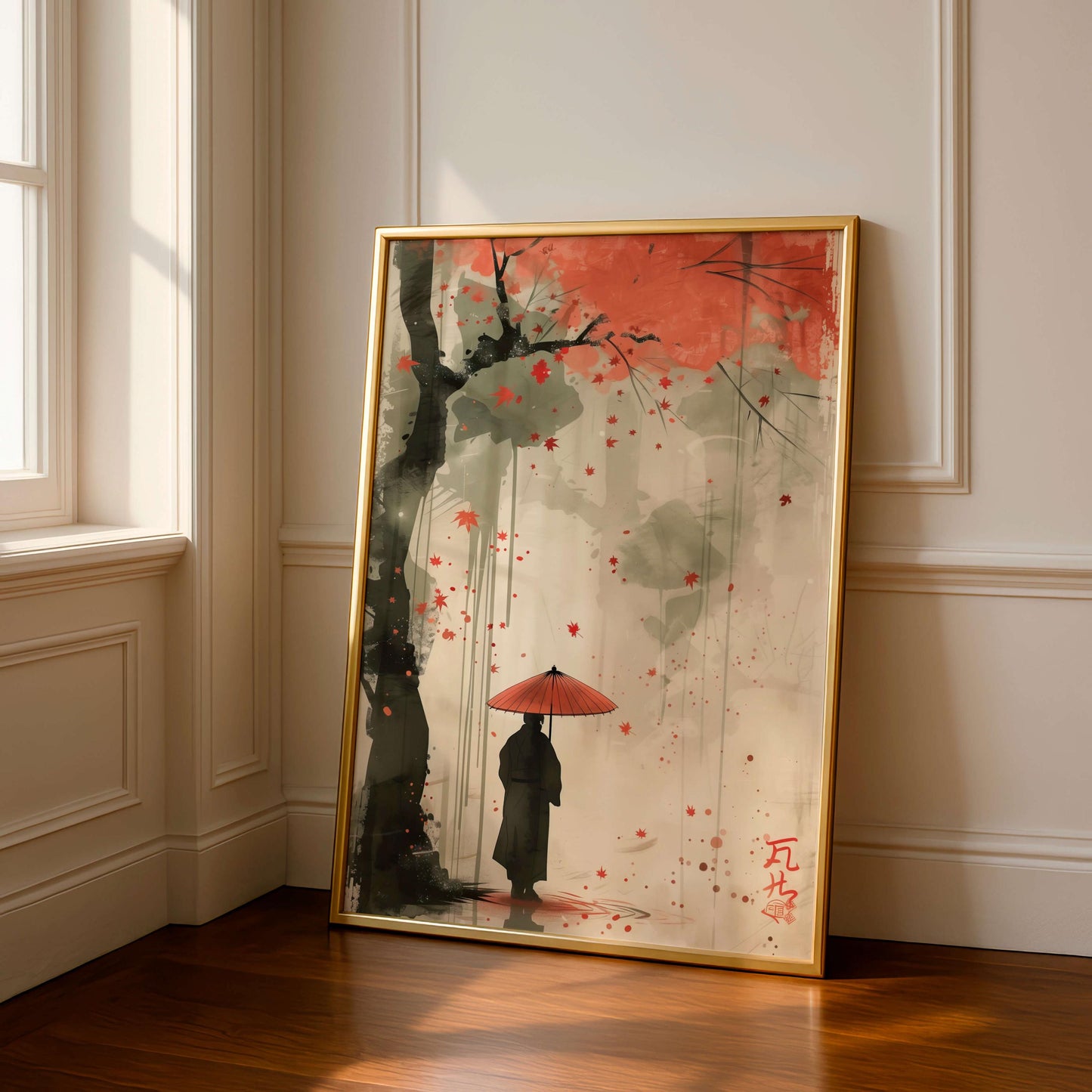 Samurai Poster, Japanese Warrior Wall Art, Modern Asian Decor
