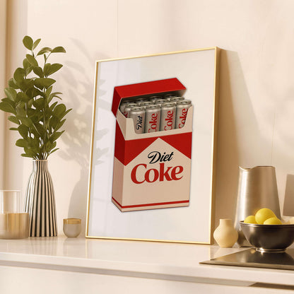 Diet Coke Poster, Retro Kitchen Wall Art, Minimalist Drink Print